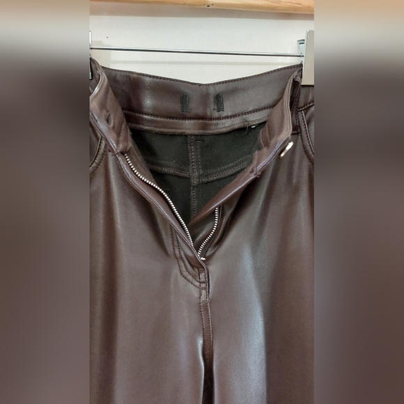 Beautiful Dark Brown Faux Leather Pants - Picture 3 of 5